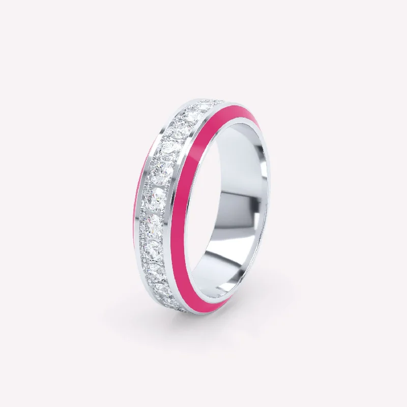 Eternity Pink 6mm 18K Whitegold Ring w. Lab-Grown Diamonds