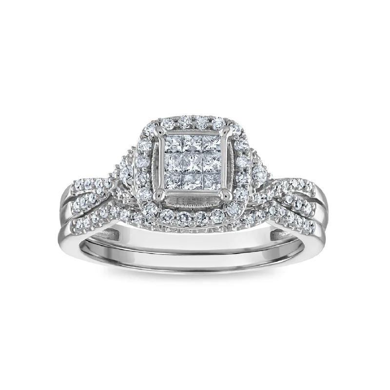 Shop Trending Jewelry With Exclusive Savings LoveSong 1/2 CTW Diamond Halo Bridal Set Ring in 10KT White Gold Shop Trending Jewelry With Exclusive Savings LoveSong 1/2 CTW Diamond Halo Bridal Set Ring in 10KT White Gold
