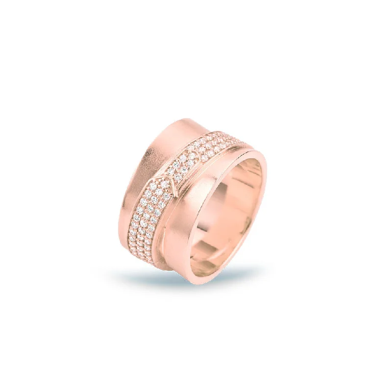Modern Statement Jewelry For Bold Styling Jovian Small 18K Rosegold Ring w. Diamonds Modern Statement Jewelry For Bold Styling Jovian Small 18K Rosegold Ring w. Diamonds