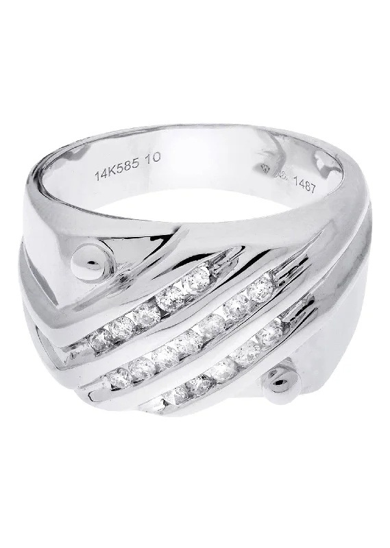 White Gold Mens Diamond Ring| 0.41 Carats| 9.81 Grams