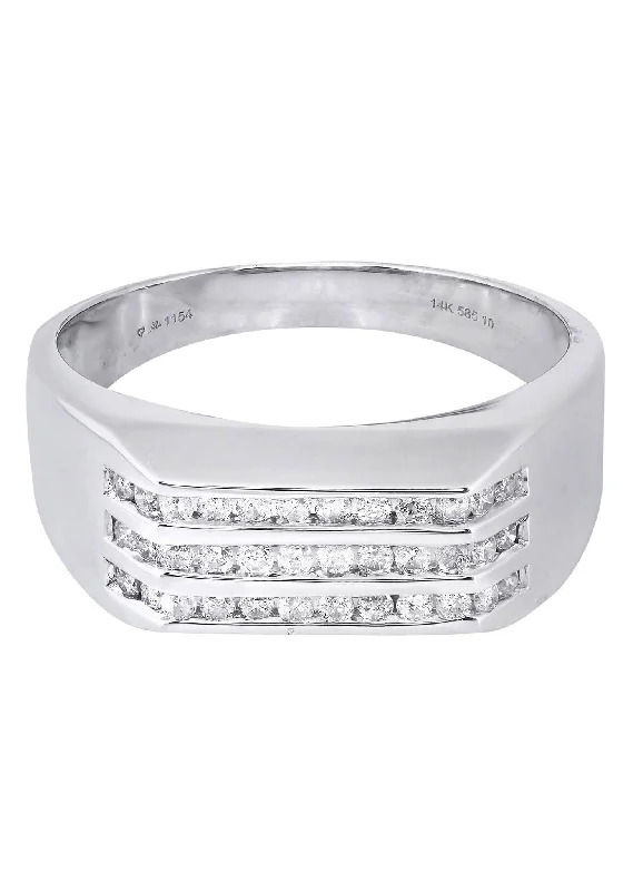 White Gold Mens Diamond Ring| 0.42 Carats| 6.26 Grams