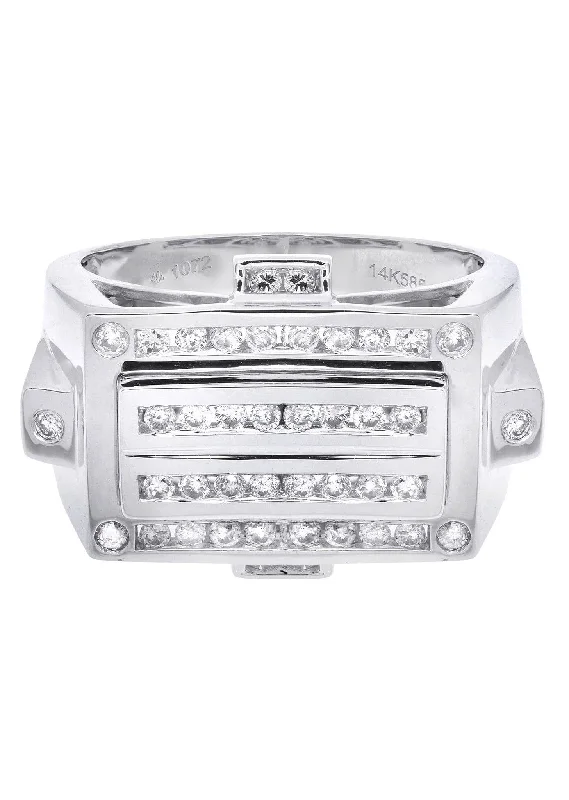 White Gold Mens Diamond Ring| 0.57 Carats| 11.26 Grams