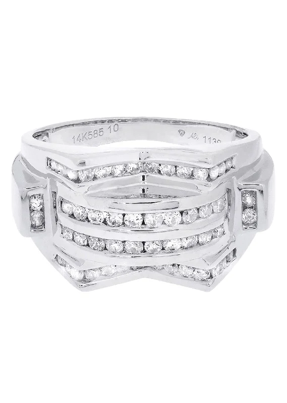 White Gold Mens Diamond Ring| 0.86 Carats| 11.02 Grams