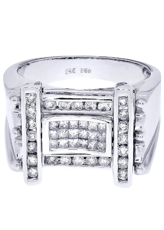 The Ultimate Jewelry Sale – Shop Premium Styles White Gold Mens Diamond Ring| 0.89 Carats| 12.3 Grams