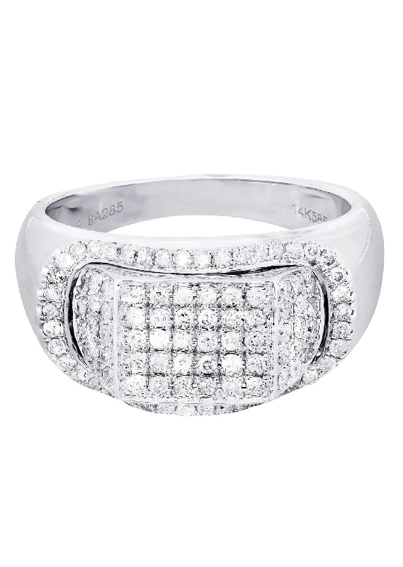 White Gold Mens Diamond Ring| 0.95 Carats| 9.49 Grams