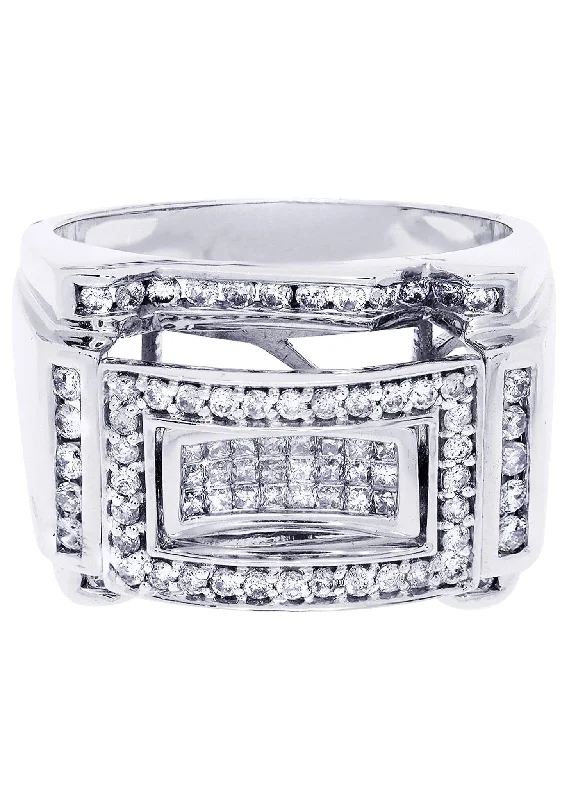 Shop Handcrafted Jewelry At Special Promotional Rates White Gold Mens Diamond Ring| 1.11 Carats| 13.37 Grams Shop Handcrafted Jewelry At Special Promotional Rates White Gold Mens Diamond Ring| 1.11 Carats| 13.37 Grams