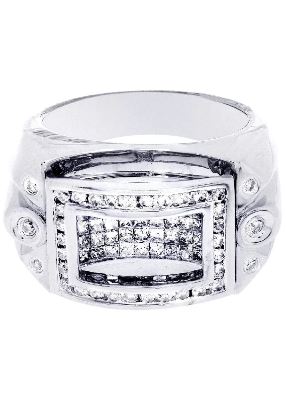 Trendy Minimalist Jewelry For Everyday Wear White Gold Mens Diamond Ring| 1.18 Carats| 18.23 Grams Trendy Minimalist Jewelry For Everyday Wear White Gold Mens Diamond Ring| 1.18 Carats| 18.23 Grams