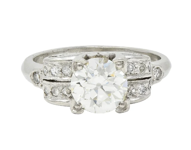 Grab Your Favorite Jewelry At The Lowest Prices Mid-Century 1.95 CTW Old European Diamond Platinum Scrolled Vintage Engagement Ring GIA Grab Your Favorite Jewelry At The Lowest Prices Mid-Century 1.95 CTW Old European Diamond Platinum Scrolled Vintage Engagement Ring GIA