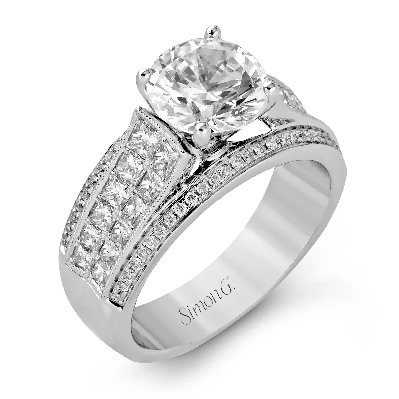 Round-Cut Simon-Set Engagement Ring In 18k Gold With Diamonds