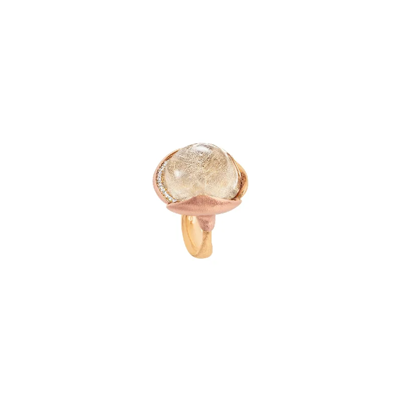Affordable Gold-Plated Jewelry For Modern Fashion Lotus 4 18K Gold Ring w. Quartz & Diamonds Affordable Gold-Plated Jewelry For Modern Fashion Lotus 4 18K Gold Ring w. Quartz & Diamonds