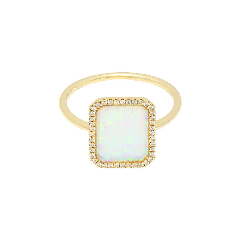 Beautiful Jewelry, Breathtaking Discounts – Hurry In Bague Semi Precious 18K Gold Ring w. White Opal & Diamonds Beautiful Jewelry, Breathtaking Discounts – Hurry In Bague Semi Precious 18K Gold Ring w. White Opal & Diamonds