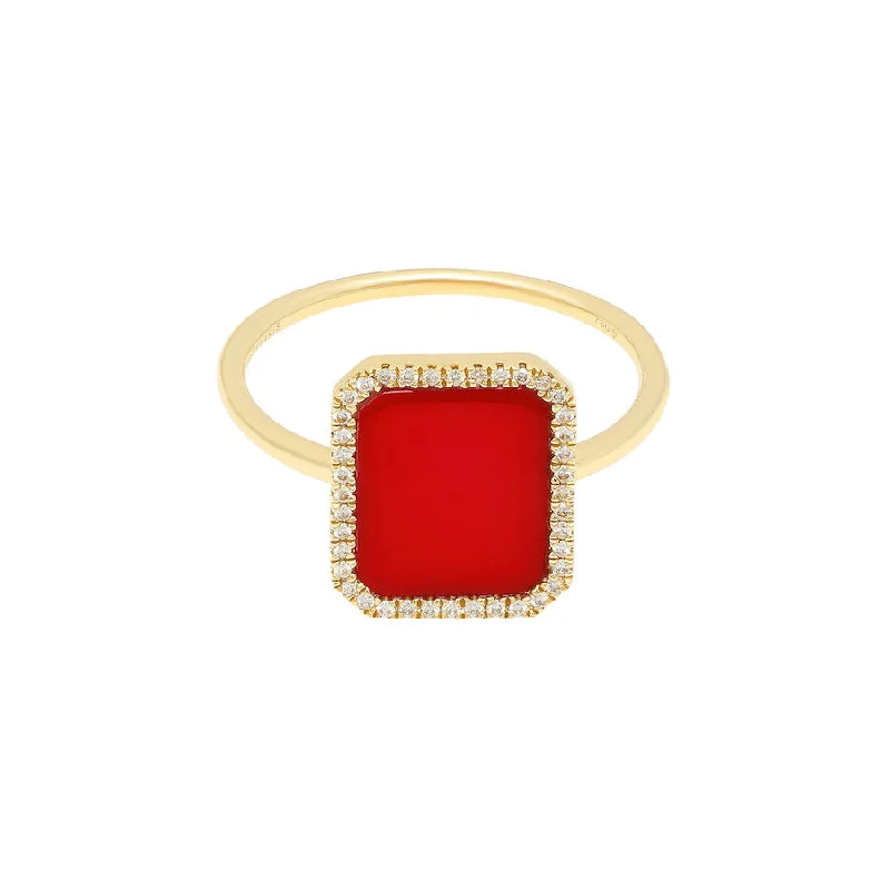 The Ultimate Jewelry Sale – Exclusive Styles At Great Prices Bague Semi Precious 18K Gold Ring w. Coral & Diamonds The Ultimate Jewelry Sale – Exclusive Styles At Great Prices Bague Semi Precious 18K Gold Ring w. Coral & Diamonds