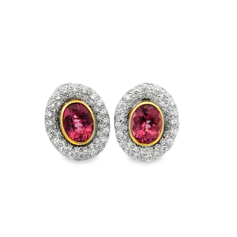 Luxury Jewelry Without The Luxury Price Tag Pink Tourmaline and Diamond Clip-on Earrings in Yellow Gold Luxury Jewelry Without The Luxury Price Tag Pink Tourmaline and Diamond Clip-on Earrings in Yellow Gold