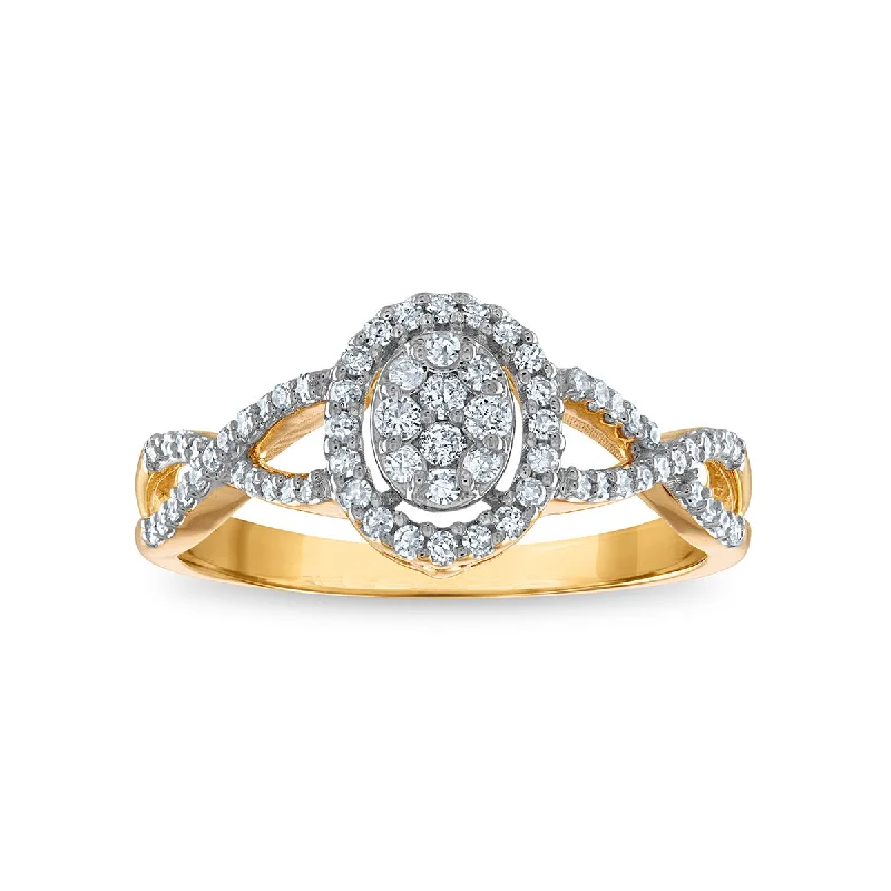 Discounted Luxury Jewelry – Shine Without The Splurge Red Hot Deal 1/4 CTW Diamond Halo Cluster Oval Shape Ring in 10KT Yellow Gold Discounted Luxury Jewelry – Shine Without The Splurge Red Hot Deal 1/4 CTW Diamond Halo Cluster Oval Shape Ring in 10KT Yellow Gold