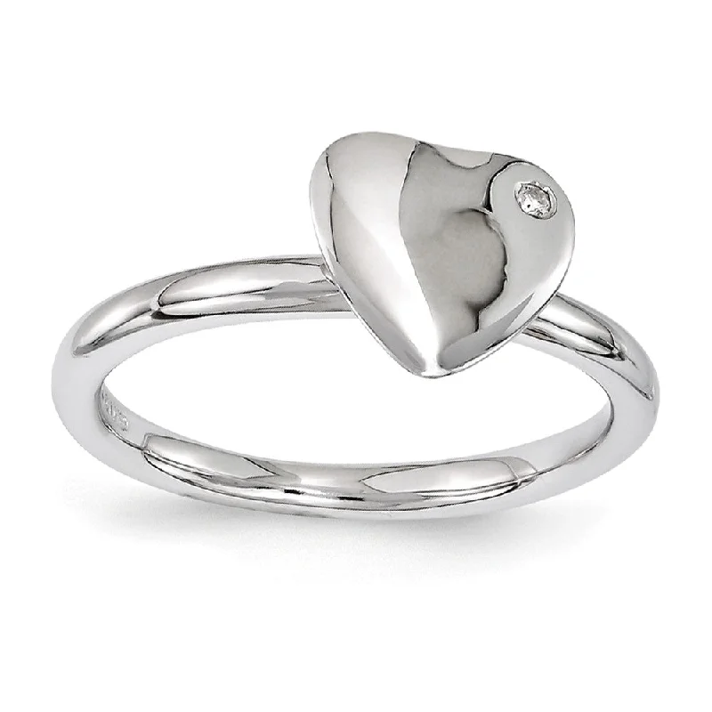 Best Jewelry Deals – Premium Quality At Exclusive Discounts Rhodium Plated Sterling Silver 8mm Heart 1pt I3 H-I Diamond Stack Ring Best Jewelry Deals – Premium Quality At Exclusive Discounts Rhodium Plated Sterling Silver 8mm Heart 1pt I3 H-I Diamond Stack Ring