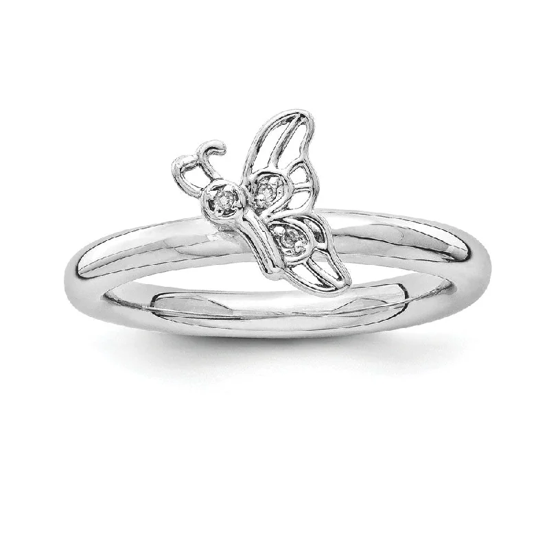 Sparkle For Less – Shop Jewelry Deals Now Rhodium Sterling Silver .015 Ctw Diamond 9mm Butterfly Stackable Ring Sparkle For Less – Shop Jewelry Deals Now Rhodium Sterling Silver .015 Ctw Diamond 9mm Butterfly Stackable Ring