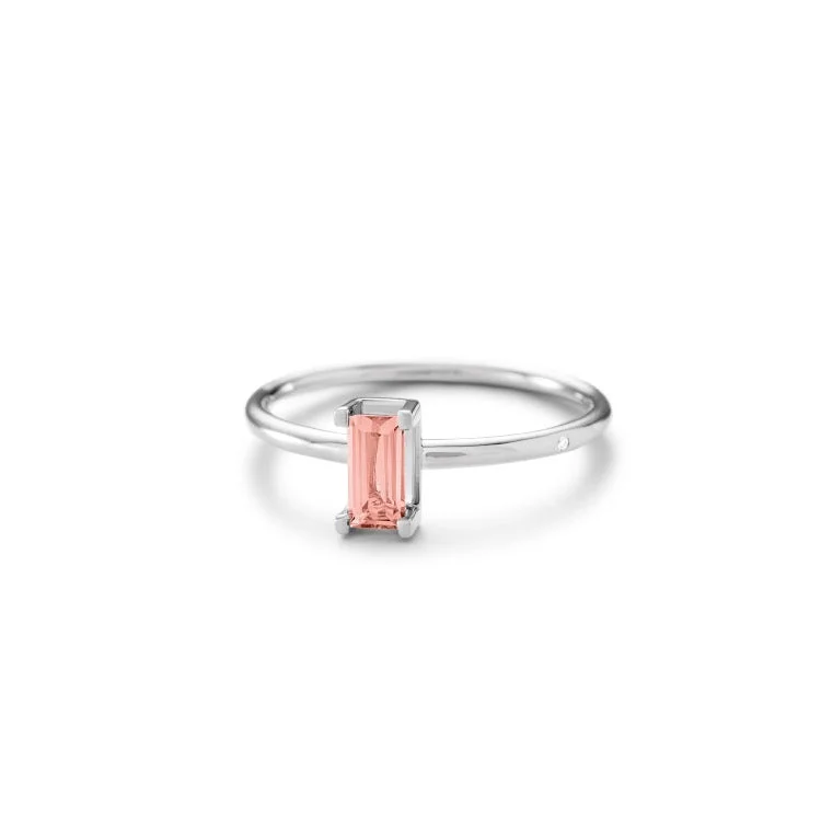 Nord Pink S Turned 18K Whitegold Ring w. Tourmaline & Diamond