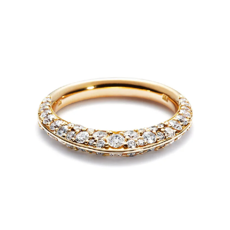 Luxury Handcrafted Jewelry For Elegant Looks Double Pave 18K Gold Ring w. Diamonds