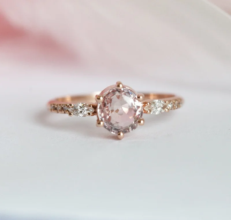 Lola Peach Sapphire Diamond Ring