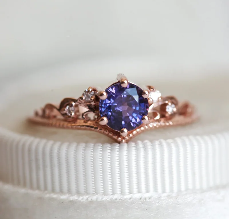 Bella Vintage Purple Sapphire Diamond Ring