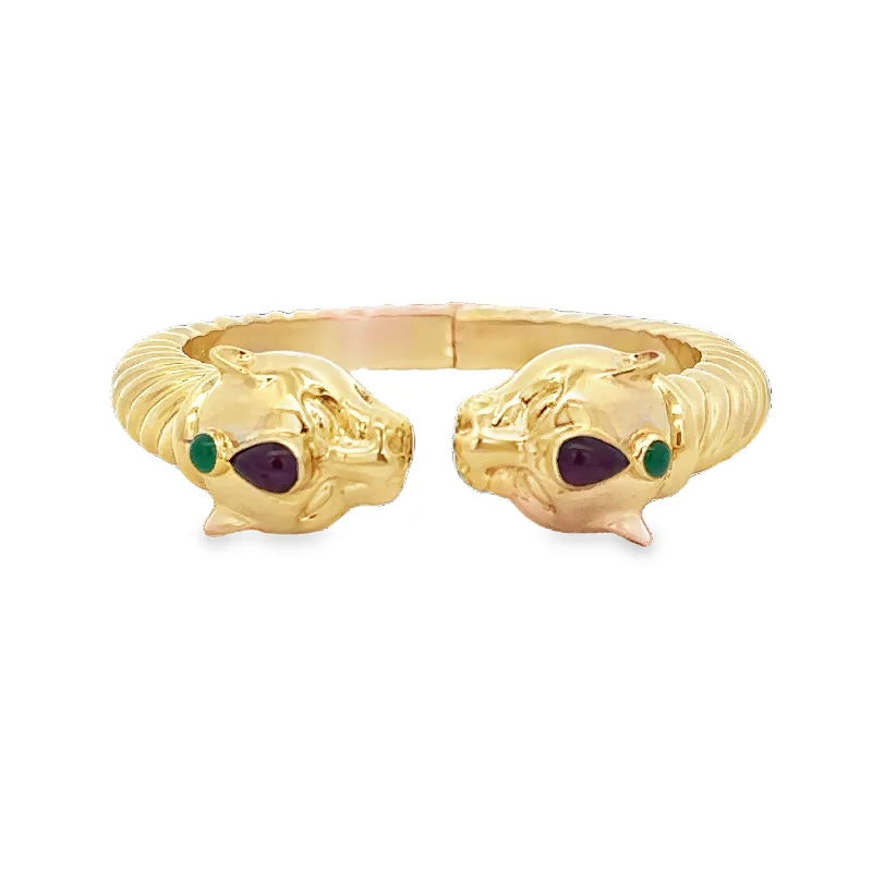 Big Discounts On Elegant Jewelry Collections Statement Vintage Tiger Bracelet with Rubies and Emeralds Big Discounts On Elegant Jewelry Collections Statement Vintage Tiger Bracelet with Rubies and Emeralds