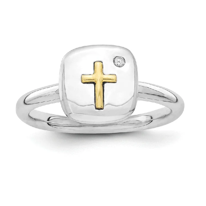 Discover Unique Jewelry With Special Limited-Time Offers Sterling Silver & 14k Gold Cross Stackable .015ct I3 H-I Diamond Ring Discover Unique Jewelry With Special Limited-Time Offers Sterling Silver & 14k Gold Cross Stackable .015ct I3 H-I Diamond Ring