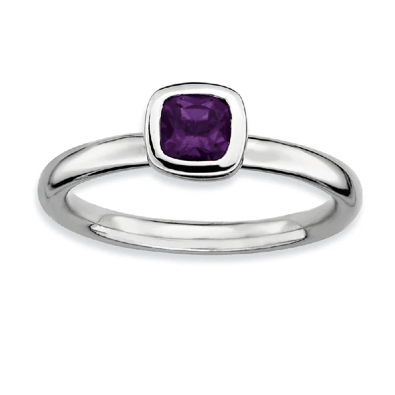 Luxury Meets Affordability – Jewelry Sale Now Live Sterling Silver & Amethyst Stackable 5mm Cushion Cut Solitaire Ring Luxury Meets Affordability – Jewelry Sale Now Live Sterling Silver & Amethyst Stackable 5mm Cushion Cut Solitaire Ring