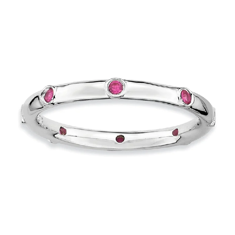 Dazzle With Discounts – Shop Jewelry On Sale Sterling Silver Stackable Created Ruby 2.25mm Band Dazzle With Discounts – Shop Jewelry On Sale Sterling Silver Stackable Created Ruby 2.25mm Band