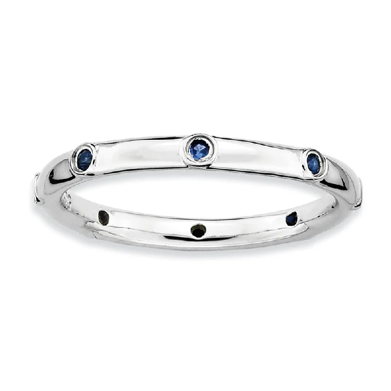 Grab Exquisite Jewelry At The Lowest Prices Sterling Silver Stackable Created Sapphire Accent 2.25mm Band Grab Exquisite Jewelry At The Lowest Prices Sterling Silver Stackable Created Sapphire Accent 2.25mm Band