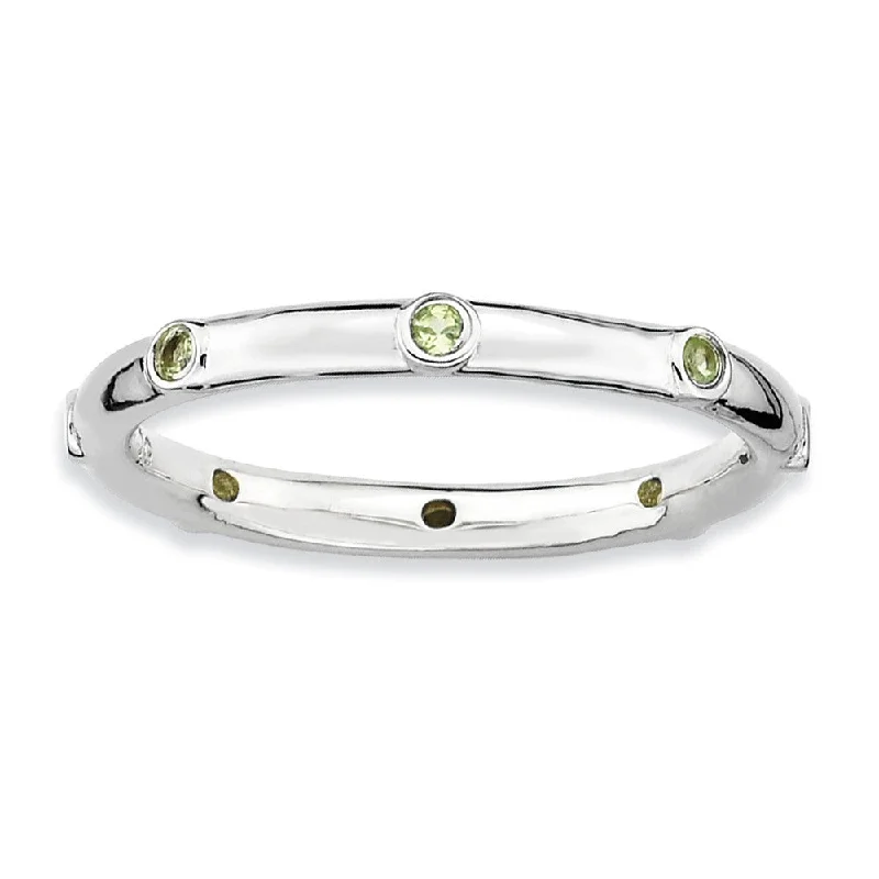The Perfect Jewelry Piece At The Perfect Price Sterling Silver Stackable Peridot Accent 2.25mm Band The Perfect Jewelry Piece At The Perfect Price Sterling Silver Stackable Peridot Accent 2.25mm Band