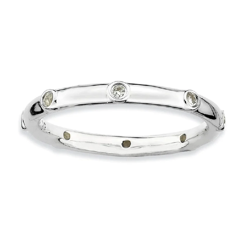 Shop Jewelry That Shines Without The High Price Sterling Silver Stackable White Topaz Accent 2.25mm Band Shop Jewelry That Shines Without The High Price Sterling Silver Stackable White Topaz Accent 2.25mm Band
