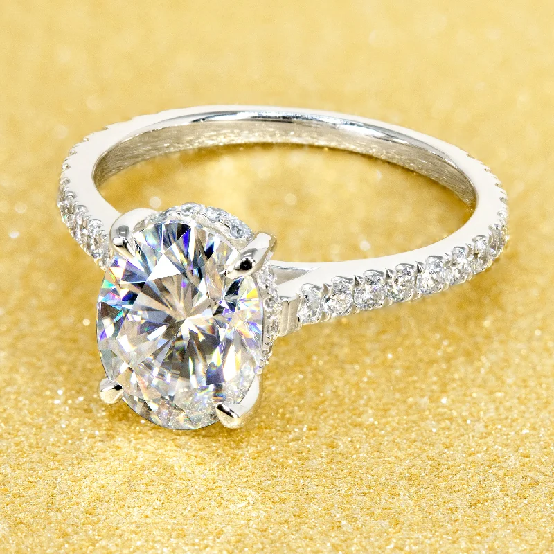 Modern Statement Jewelry For Bold Styling The Bella, 2ct Oval-cut Cathedral Hidden Halo Ring Modern Statement Jewelry For Bold Styling The Bella, 2ct Oval-cut Cathedral Hidden Halo Ring