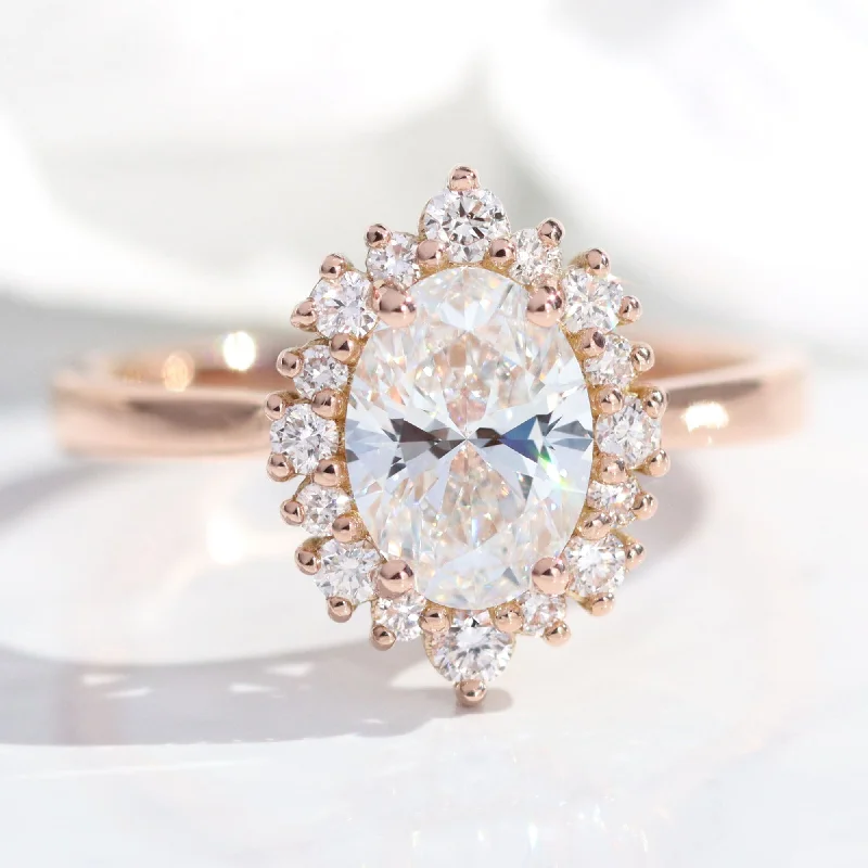 Grab Your Favorite Jewelry At The Lowest Prices Oval Cut Lab Diamond Ring w/ Natural Diamonds in Tiara Halo Ring Grab Your Favorite Jewelry At The Lowest Prices Oval Cut Lab Diamond Ring w/ Natural Diamonds in Tiara Halo Ring