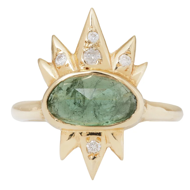 Tourmaline & Diamond Spike Ring