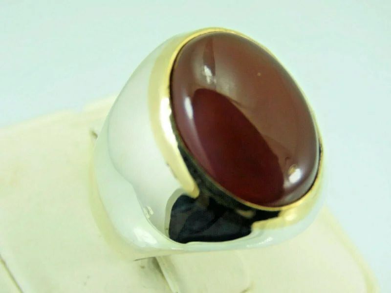 Turkish Handmade Jewelry 925 Sterling Silver Agate Stone Mens Rings