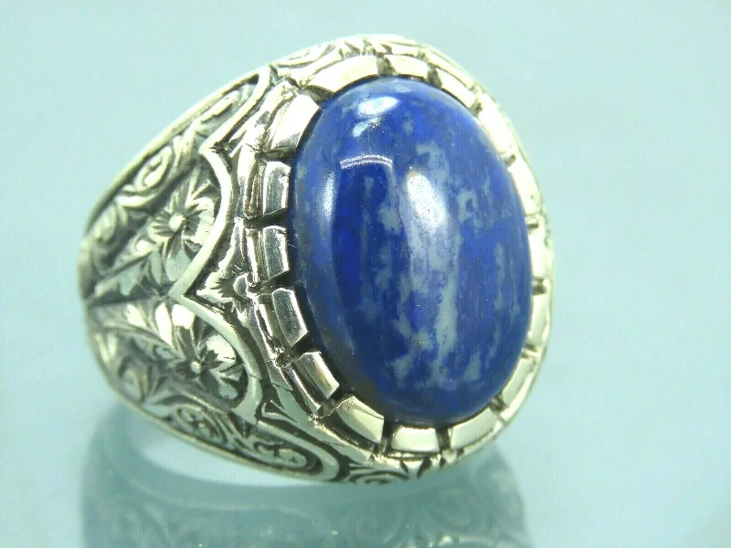 Turkish Handmade Jewelry 925 Sterling Silver Sodalite Stone Men's Rings