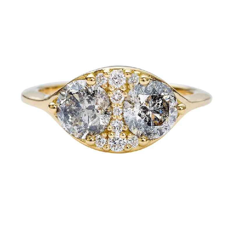 Limited-Time Jewelry Sale – Elegant Styles At Less Two Salt and Pepper Engagement Ring with a Cluster of Brilliant Cut Diamonds - OOAK Limited-Time Jewelry Sale – Elegant Styles At Less Two Salt and Pepper Engagement Ring with a Cluster of Brilliant Cut Diamonds - OOAK