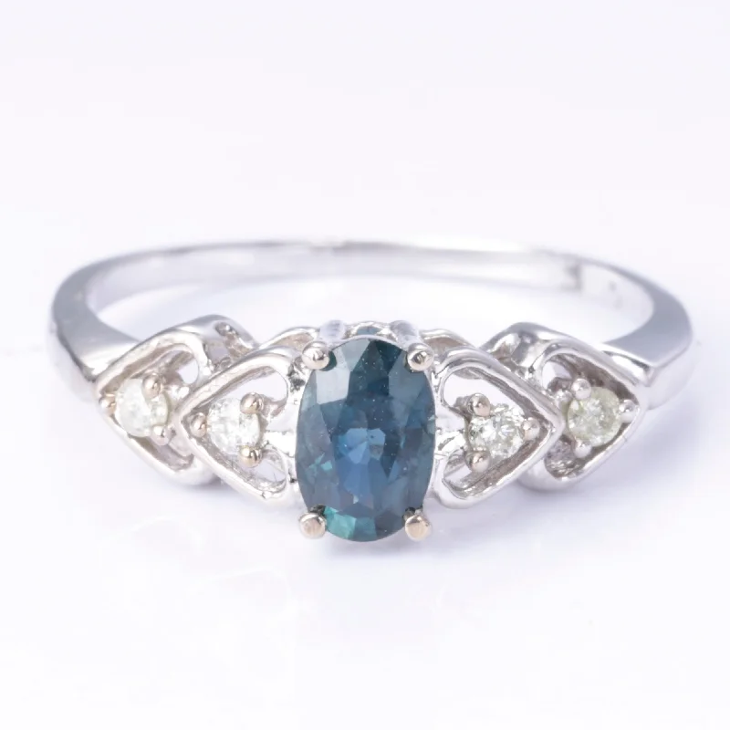 Exclusive Jewelry Sale – Shine For Less 10k White Gold Blue Sapphire and Diamond Ring | 0.51ct, 0.10ctw | Size 7 Exclusive Jewelry Sale – Shine For Less 10k White Gold Blue Sapphire and Diamond Ring | 0.51ct, 0.10ctw | Size 7