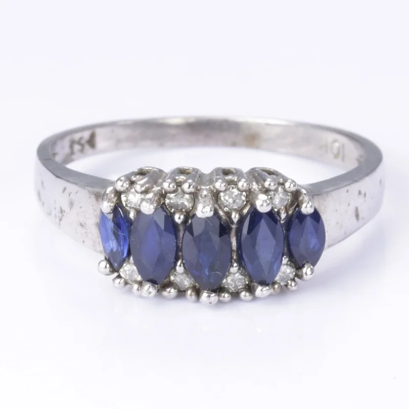 Luxury Jewelry At Unbeatable Discounts 10k White Gold Blue Sapphire and Diamond Ring | 0.80ctw, 0.12ctw | Size 6 Luxury Jewelry At Unbeatable Discounts 10k White Gold Blue Sapphire and Diamond Ring | 0.80ctw, 0.12ctw | Size 6