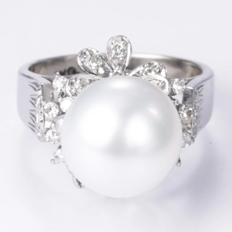 Seasonal Jewelry Sale – Upgrade Your Style Today 10k White Gold Pearl and Diamond Ring | 11.20-10.80mm, 0.42ctw | SZ 6 Seasonal Jewelry Sale – Upgrade Your Style Today 10k White Gold Pearl and Diamond Ring | 11.20-10.80mm, 0.42ctw | SZ 6