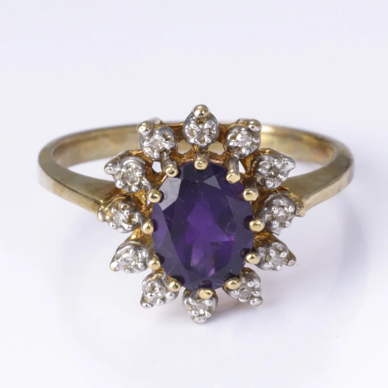 Flash Sale On Stunning Jewelry – Don't Miss Out 10k Yellow Gold Amethyst and Diamond Ring | 1.05ct, 0.06ctw | Size 6.5 Flash Sale On Stunning Jewelry – Don't Miss Out 10k Yellow Gold Amethyst and Diamond Ring | 1.05ct, 0.06ctw | Size 6.5