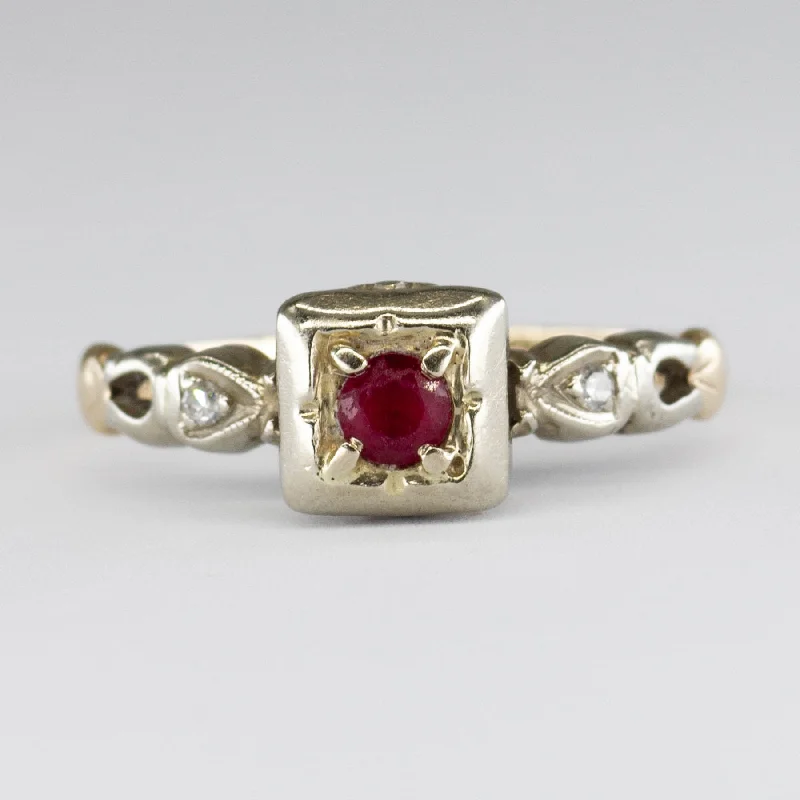 Seasonal Jewelry Clearance – Best Styles At The Lowest Prices 14k Synthetic Ruby and Diamond Mid Century Ring | 0.10 ct | SZ 5 Seasonal Jewelry Clearance – Best Styles At The Lowest Prices 14k Synthetic Ruby and Diamond Mid Century Ring | 0.10 ct | SZ 5