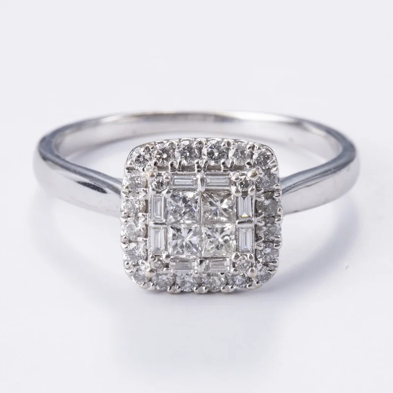 Luxury Handcrafted Jewelry For Elegant Looks 14k White Gold Diamond Ring | 0.59ctw | Sz 8.5 Luxury Handcrafted Jewelry For Elegant Looks 14k White Gold Diamond Ring | 0.59ctw | Sz 8.5