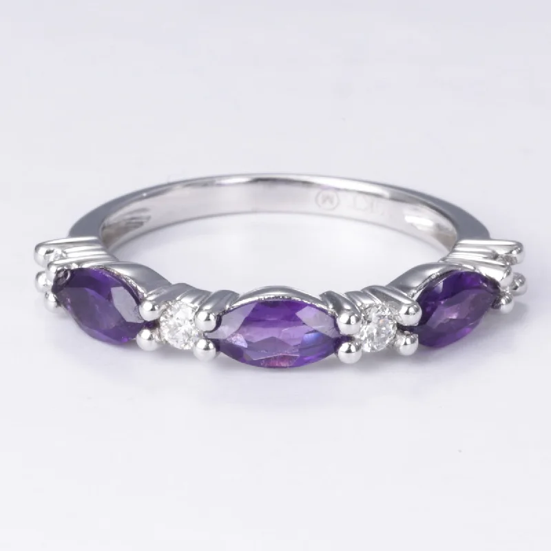 Shop Trending Jewelry With Exclusive Savings 14k Amethyst and Diamond Ring | 1.04ctw, 0.18ctw | SZ 7 Shop Trending Jewelry With Exclusive Savings 14k Amethyst and Diamond Ring | 1.04ctw, 0.18ctw | SZ 7
