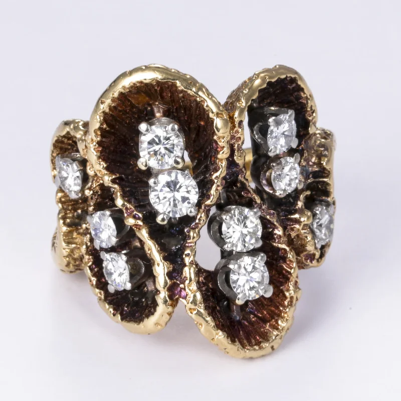 Jewelry Clearance Sale – Final Reductions 14k Yellow and White Gold Fancy Design Diamond Ring | 1.10ctw | Sz 6.75 Jewelry Clearance Sale – Final Reductions 14k Yellow and White Gold Fancy Design Diamond Ring | 1.10ctw | Sz 6.75