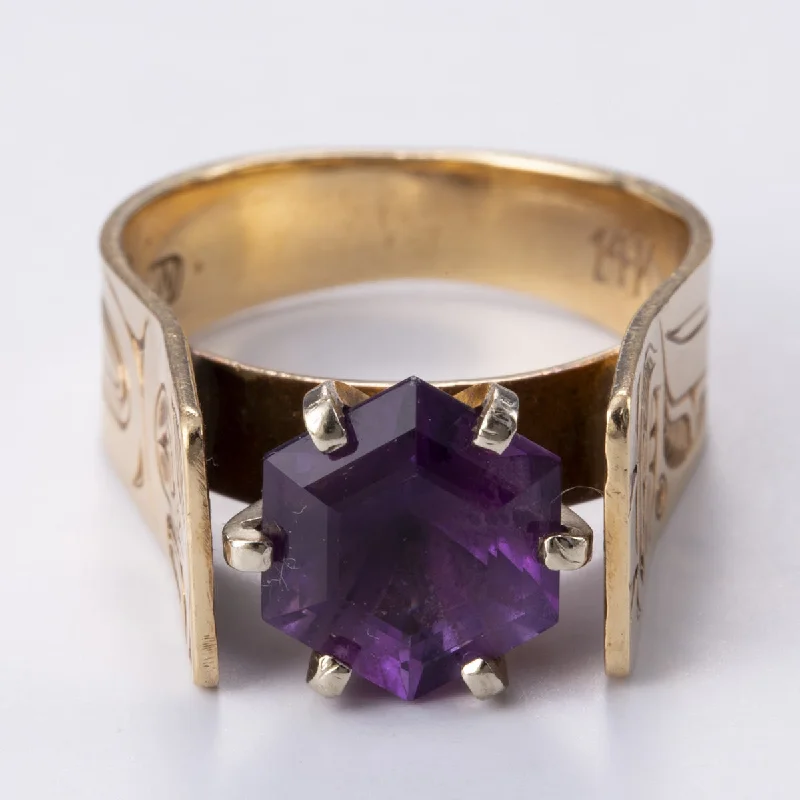 Shop Modern Jewelry Collections With Exclusive Discounts 14k Yellow Gold Amethyst Ring | 2.25ct | Sz 7 Shop Modern Jewelry Collections With Exclusive Discounts 14k Yellow Gold Amethyst Ring | 2.25ct | Sz 7