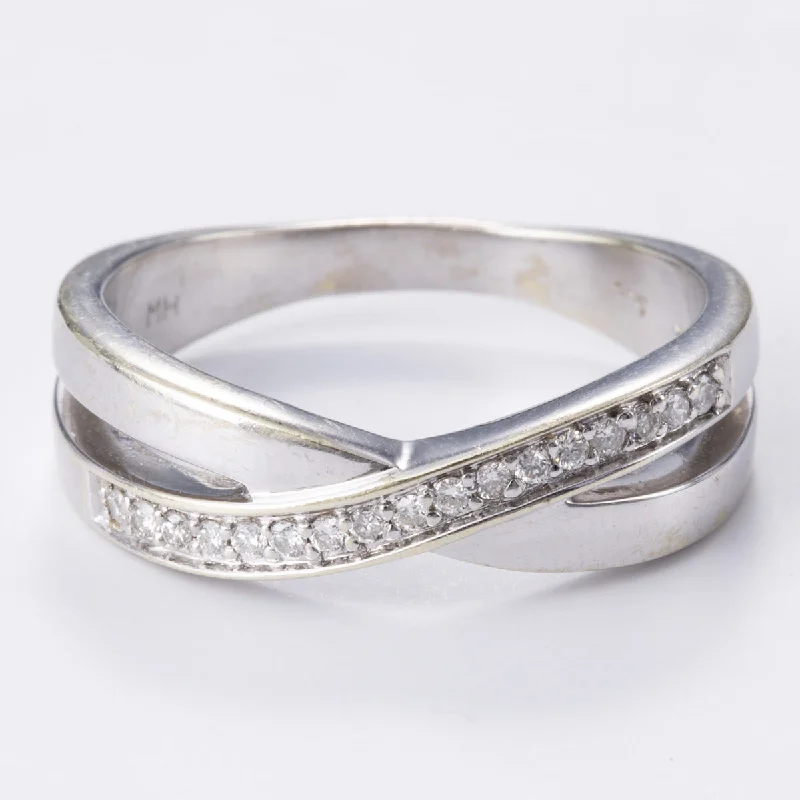 Delicate Crystal Jewelry For Sophisticated Charm 9k White Gold Diamond Ring | 0.17ctw | Sz 8.5 Delicate Crystal Jewelry For Sophisticated Charm 9k White Gold Diamond Ring | 0.17ctw | Sz 8.5