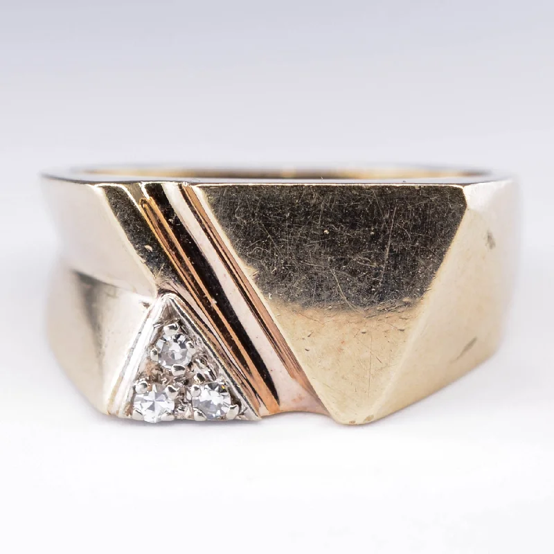 Romantic Heart-Shaped Jewelry For Special Gifts Abstract Triangular Diamond Signet Ring | 0.036ctw | SZ 8.25 | Romantic Heart-Shaped Jewelry For Special Gifts Abstract Triangular Diamond Signet Ring | 0.036ctw | SZ 8.25 |