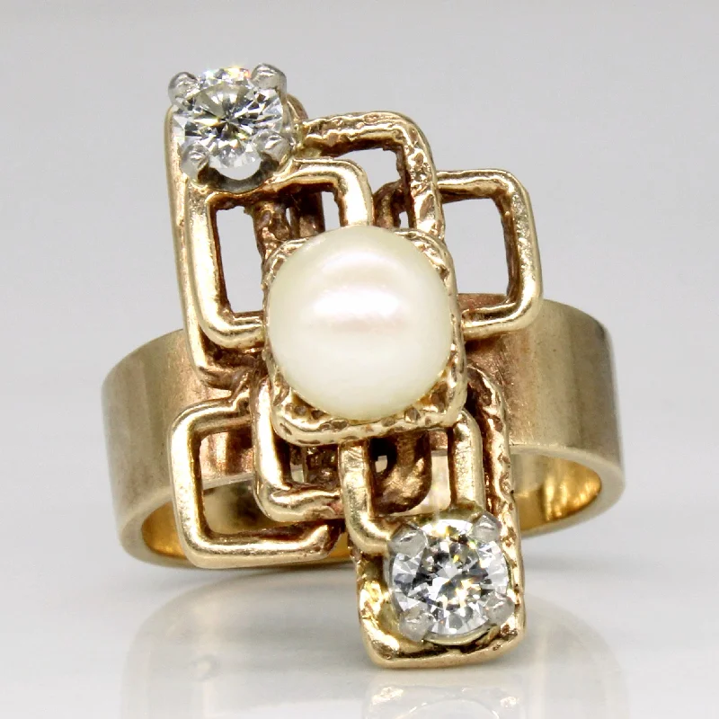 Luxury Jewelry Without The Luxury Price Tag Abstract Pearl & Diamond Ring | 0.40ctw | SZ 6.25 | Luxury Jewelry Without The Luxury Price Tag Abstract Pearl & Diamond Ring | 0.40ctw | SZ 6.25 |