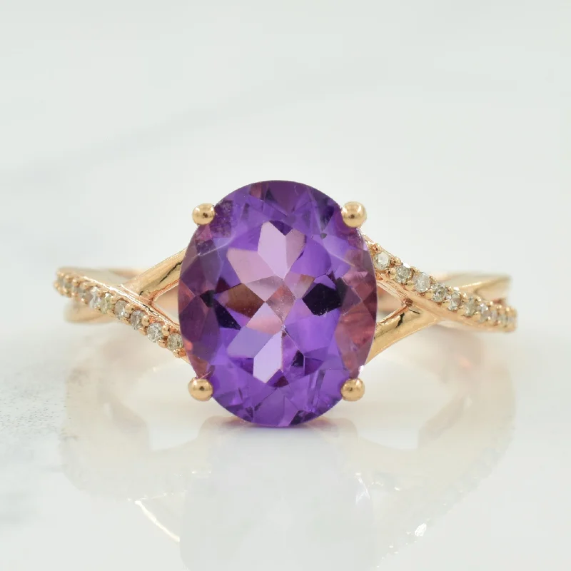 Special Deals On Handcrafted And Designer Jewelry Amethyst & Diamond Ring | 2.50ct, 0.08ctw | SZ 5.5 | Special Deals On Handcrafted And Designer Jewelry Amethyst & Diamond Ring | 2.50ct, 0.08ctw | SZ 5.5 |